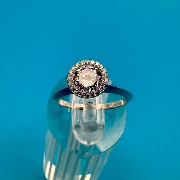 Sterling Silver Halo Ring – CZ Solitaire – .925 Statement Cocktail Ring NWT - Picture 10 of 17